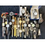 Collection of Ladies & Gentlemen's Wristwatches, leather and bracelet straps, various makes