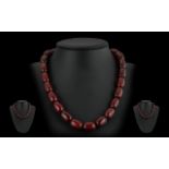 Early 20th Century Cherry Amber Beaded Necklace - Of Excellent Colour. Weight 49.7 grams. Length