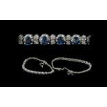 Ladies 18ct white gold quality sapphire and diamond set bracelet, marked 18ct. the well matched blue