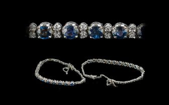 Ladies 18ct white gold quality sapphire and diamond set bracelet, marked 18ct. the well matched blue
