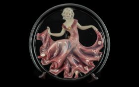 Goebel Mid - Late Art Deco Period Hand Painted Circular Wall Plaque. crowned WG monogram mark to