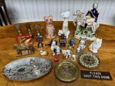 Box of Mixed Collectibles, including eight cat figures of various shapes and sizes, three novelty