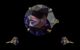 Ladies Superior Quality 18ct Gold Single Stone Amethyst set Statement Ring, quality setting.