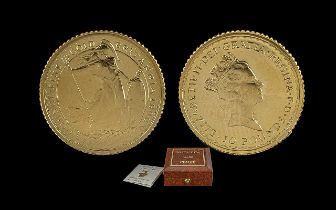 Royal Mint Elizabeth II Britannia Proof Struck - 1/10 Of An OZ Gold Coin. Date 1990. Mint