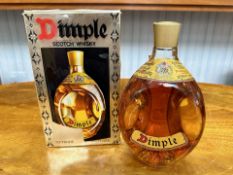 Bottle of 70% Proof Dimple Blended Scotch Whisky, boxed, by John Haig & Co. Ltd., Markinch,