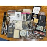 A Collection of Assorted Items to include compacts, odd postcards and photograph, Common prayer