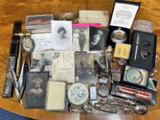 A Collection of Assorted Items to include compacts, odd postcards and photograph, Common prayer