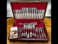 Canteen of Cutlery by Butler the Cutler, silver plated, King's Pattern, in fitted mahogany case,