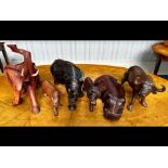 A Collection of Wooden Wildlife Animal Figures (5) in total. To include elephant, rhino, cheetah,