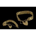 A Superb Quality Ladies 9ct Gold Mesh Bracelet with Attached 9ct Gold Heart Shaped Padlock, full