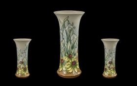 Moorcroft Collectors Club Hand Painted and Tube lined Trumpet Shaped Vase ' Floral Design ' Made for