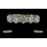 Ladies Attractive 18ct Gold Five Stone Diamond Set Ring, full hallmark to interior of shank. The