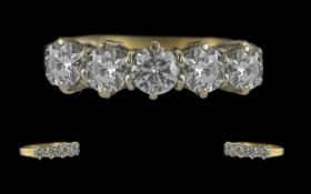 Ladies Attractive 18ct Gold Five Stone Diamond Set Ring, full hallmark to interior of shank. The