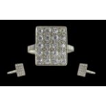 Ladies - pleasing quality 1920's 18ct white gold and platinum diamond set dress ring, marked 18ct