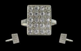 Ladies - pleasing quality 1920's 18ct white gold and platinum diamond set dress ring, marked 18ct