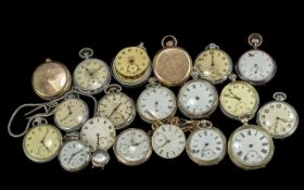 A Collection of Assorted Silver Tone Pocket Watches, all as found. Ideal for the collector.