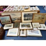 Quantity of Framed Pictures, prints, watercolours and oils. Mostly 20th Century to include