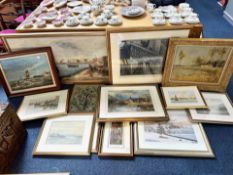 Quantity of Framed Pictures, prints, watercolours and oils. Mostly 20th Century to include