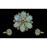 Ladies 18ct Gold - Pleasing Quality and Designed 18ct Gold Opal and Diamond Set Ring, full