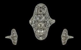 Edwardian Period 1901 - 1910 Superb 18ct White Gold Diamond Set Ring ( All Original ) Marked 18ct to