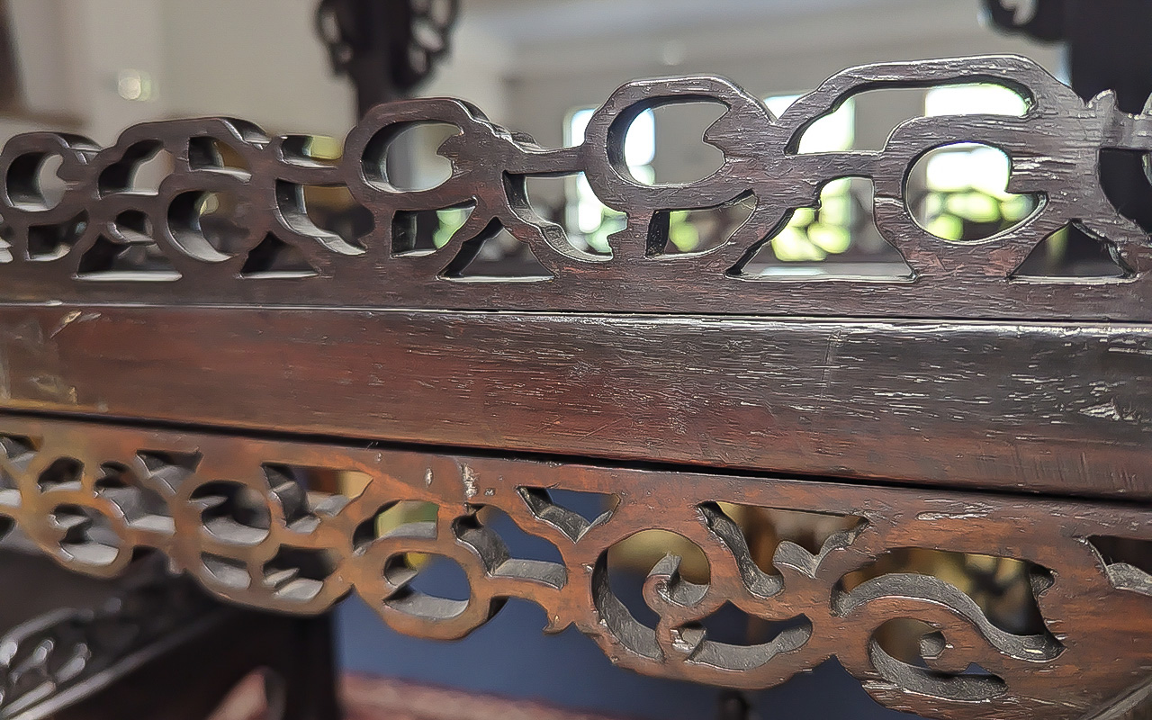 Chinese 19th Century Impressive Open worked Carved Hardwood ' Hongmu ' Open Display Cabinet - - Image 3 of 5