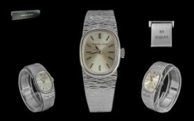 Bueche Girod - Excellent Quality 9ct White Gold Mechanical Bracelet Wrist Watch. Hallmark London