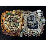 A Collection of Vintage Costume Jewellery to include beads, rings, necklaces, rings, bracelets etc