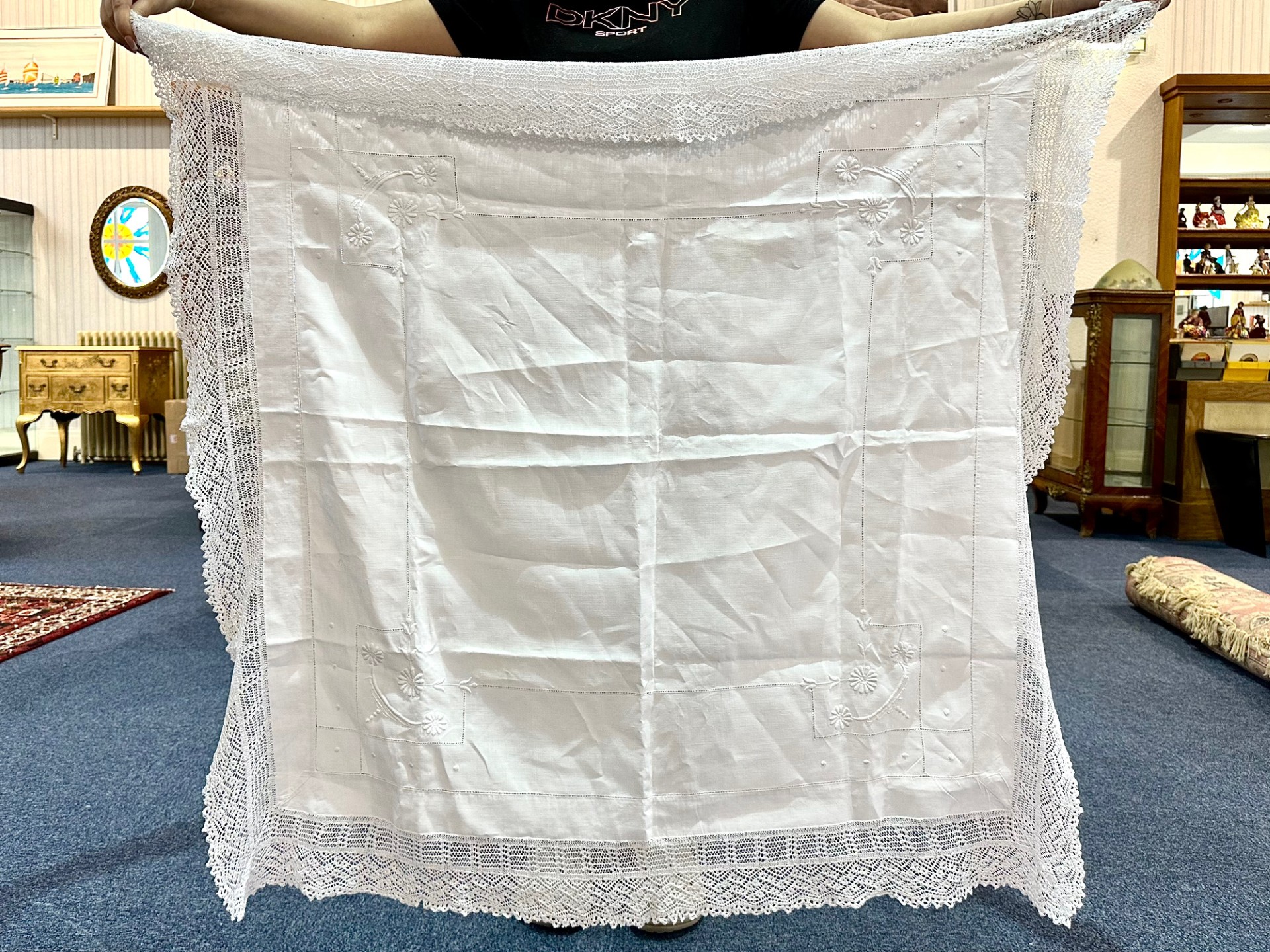 Two 1940's Crochet Tablecloths in Irish Linen, made by the vendor's Grandmother, Ada Lumb, from - Image 2 of 4