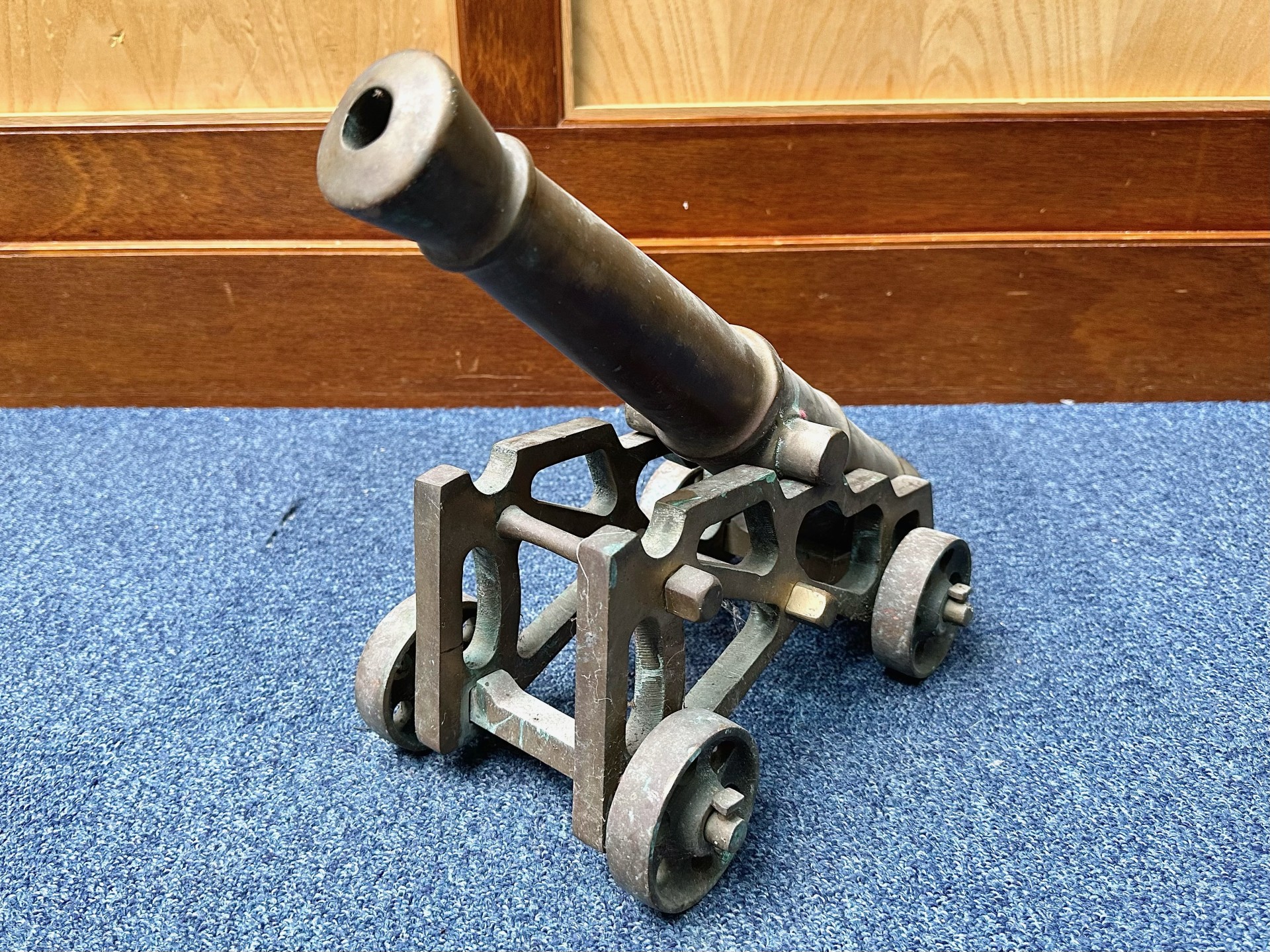 Model of a Bronze Field Cannon, on wheels, measures 18'' long. - Image 2 of 2