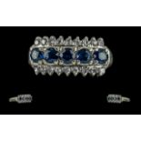 Ladies - 18ct White Gold Diamond and Sapphire Set Ring, Marked 18ct to Interior of Shank,