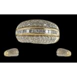 Ladies 9ct Gold Contemporary Design Diamond Set Ring - Marked to Interior Of Shank Diamond Weight