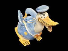 Rare Wade Heath England Walt Disney Donald Duck Teapot, circa 1930s. Slight damage to lid, see