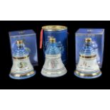 Three Bottles of Bells Old Scotch Whisky Royal Decanters, full contents, 8 years old, in original