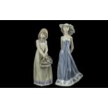 Lladro Hand Painted Pair of Porcelain Fi