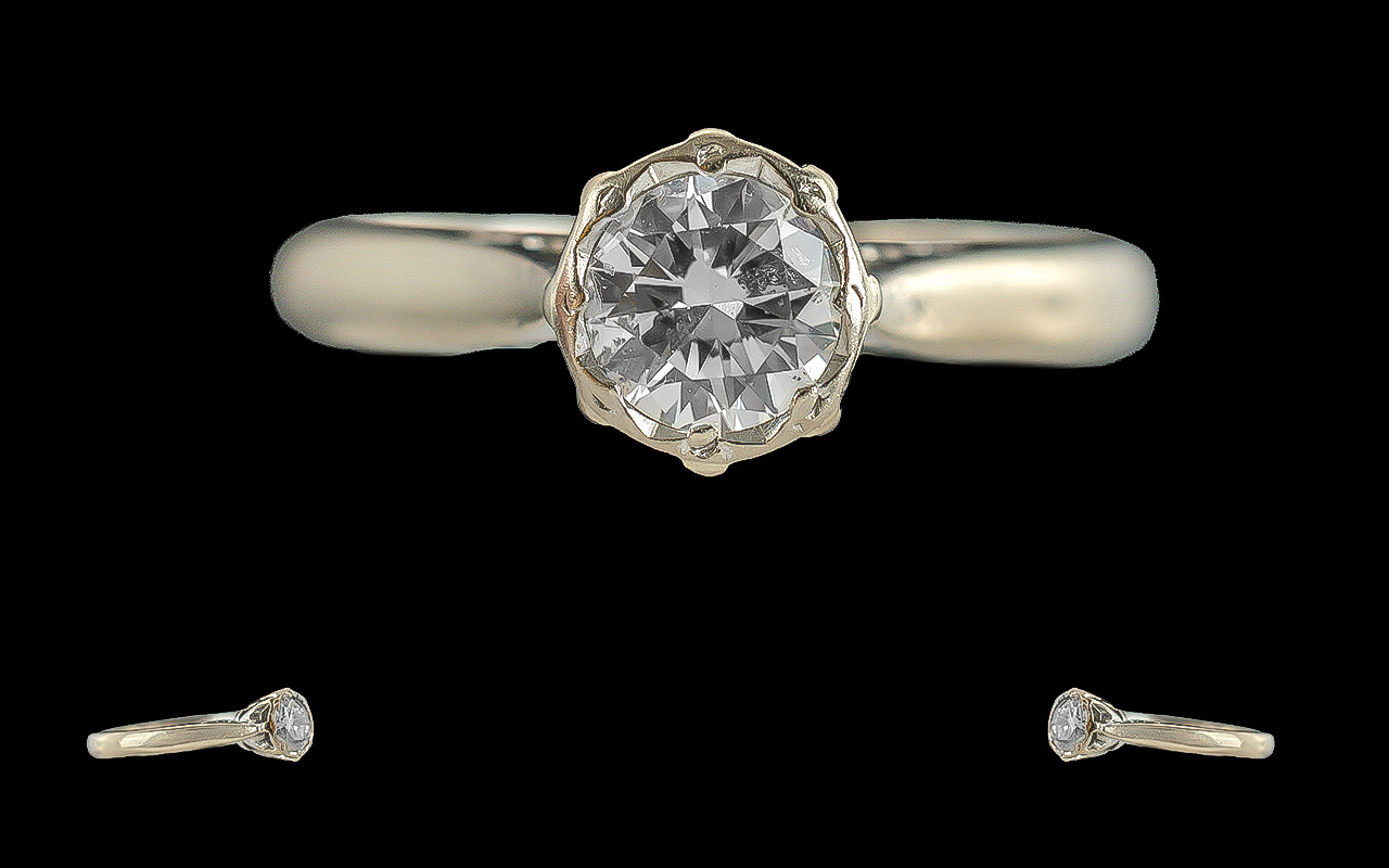 Ladies 18ct Gold Single Stone Diamond Se - Image 2 of 2