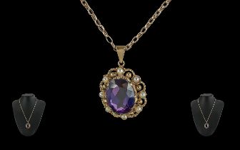 Antique period - fine 9ct gold amethyst