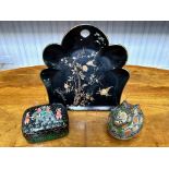 Three Victorian Papier Mache Items, incl