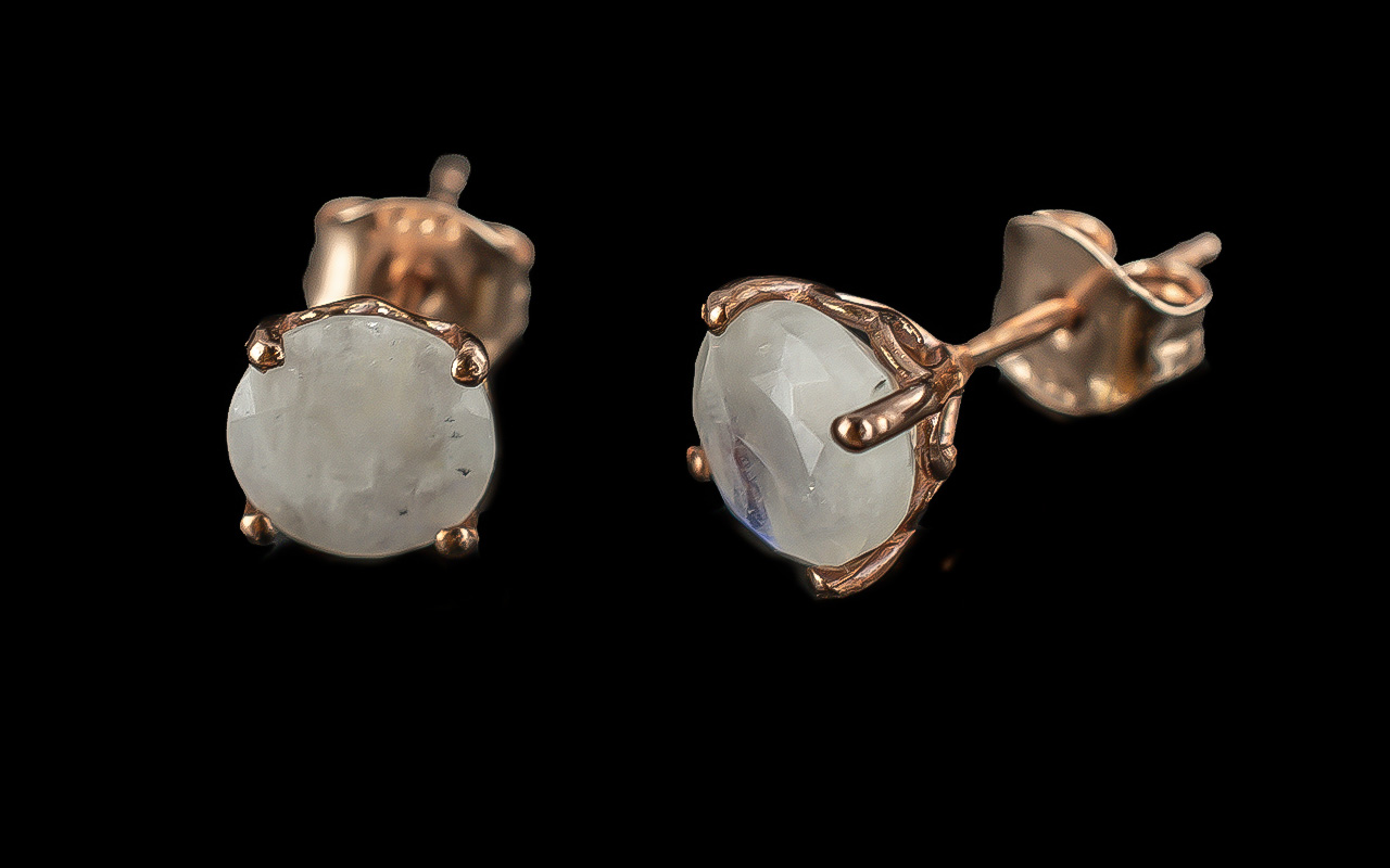 Rainbow Moonstone Pair of Stud Earrings,