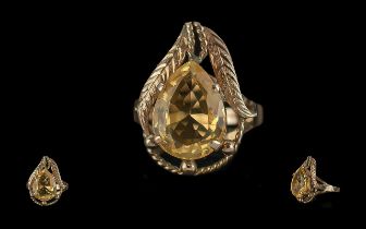 Ladies - 14ct Gold Single Stone Citrine