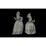 Nao by Lladro Pair of Hand Painted Porce