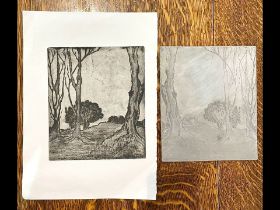 Unknown Artist Etching with Original Pla