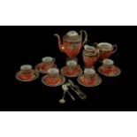 Oriental Japanese Coffee/Tea Set, pattern 105665, lovely orange and gilt dragon design.