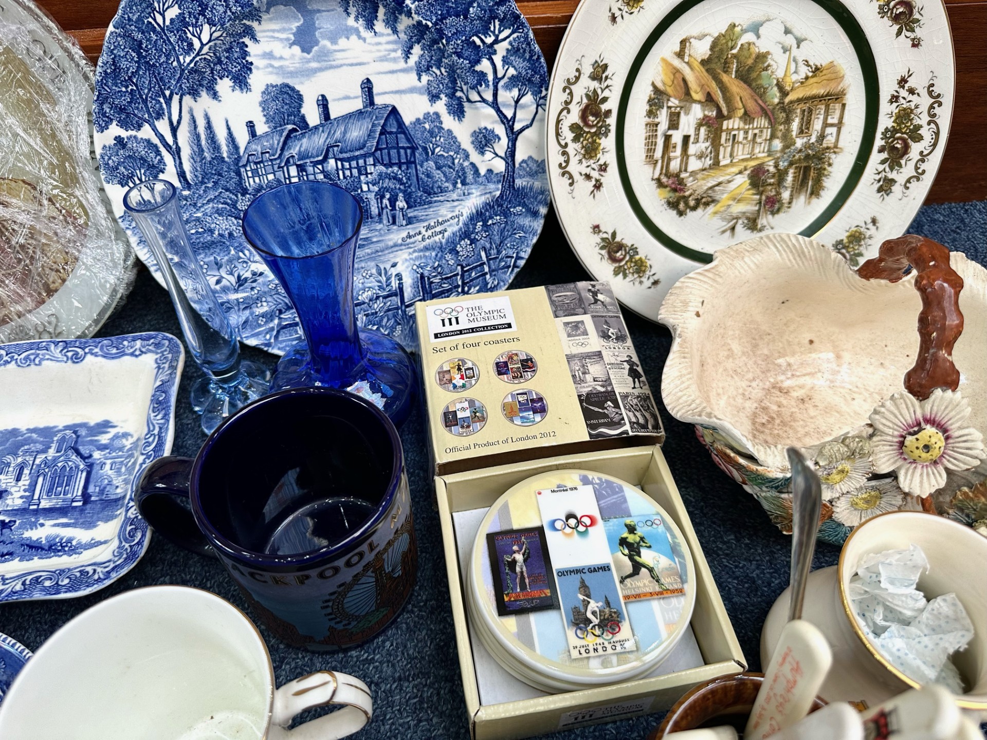 Box of Collectibles, including Olympic mugs, Blackpool Millennium mug, two boxed Wedding Day - Image 2 of 3