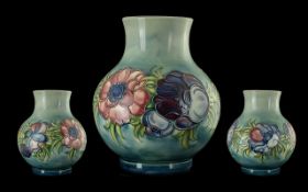 Moorcroft Vase, pale blue ground with 'A