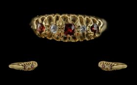 George V Early 18ct Gold 5 Stone Ruby an