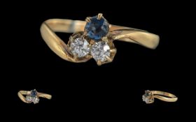 Ladies 1920's 18ct Gold 3 Stone Diamond