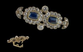 Edwardian Period 1901 - 1910 18ct White Gold Superb Colett Set Diamond and Sapphire Small Brooch,