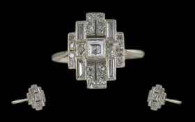 Art Deco 1930s Ladies Excellent Quality and Stylish Platinum Diamond Set Dress Ring,