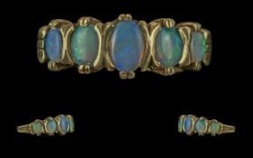 Ladies - Attractive 9ct Gold 5 Stone Opal Set Ring, Full Hallmark to Interior of Shank. The Well