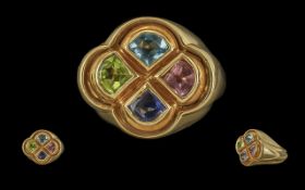 Garrard & Co 18ct Gold Multi Gem Set Cocktail Ring, marked G & Co to interior of shank,